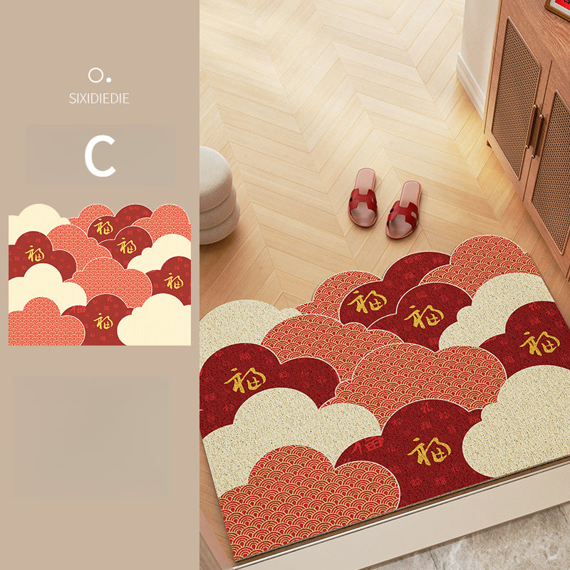 Red Festive Entryway Mat – Durable, Anti-Slip, Easy-Care