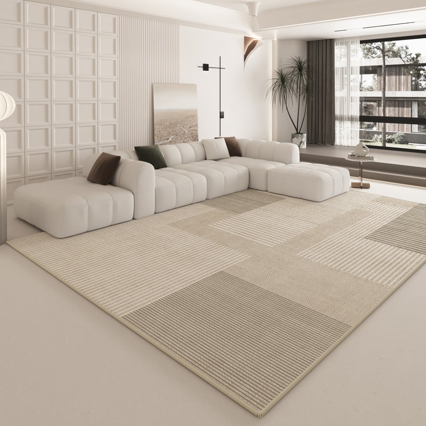 Cream Luxury Rug – Non-Slip Modern Minimalist Living Room Carpet