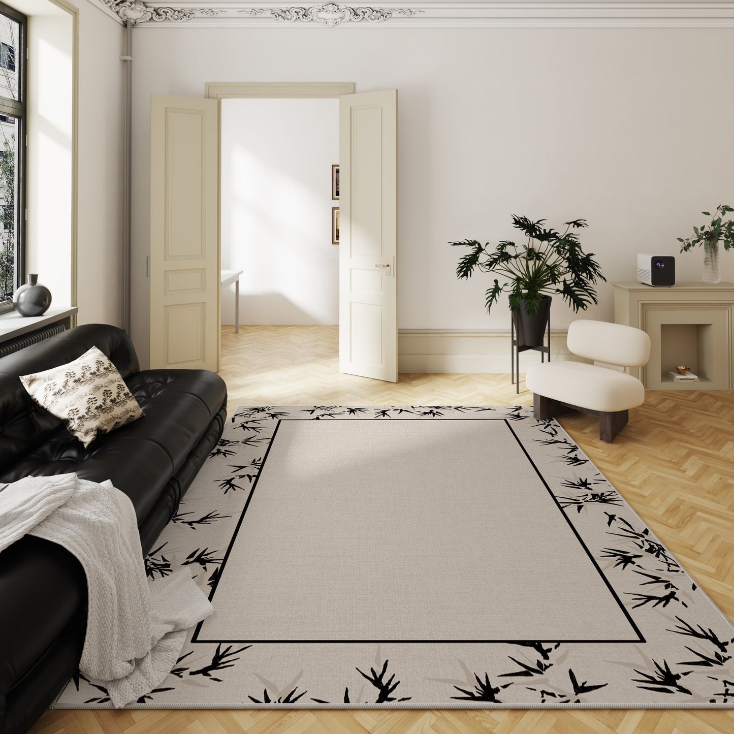 French Cream Rug – Vintage-Inspired Minimalist Living Room Carpet