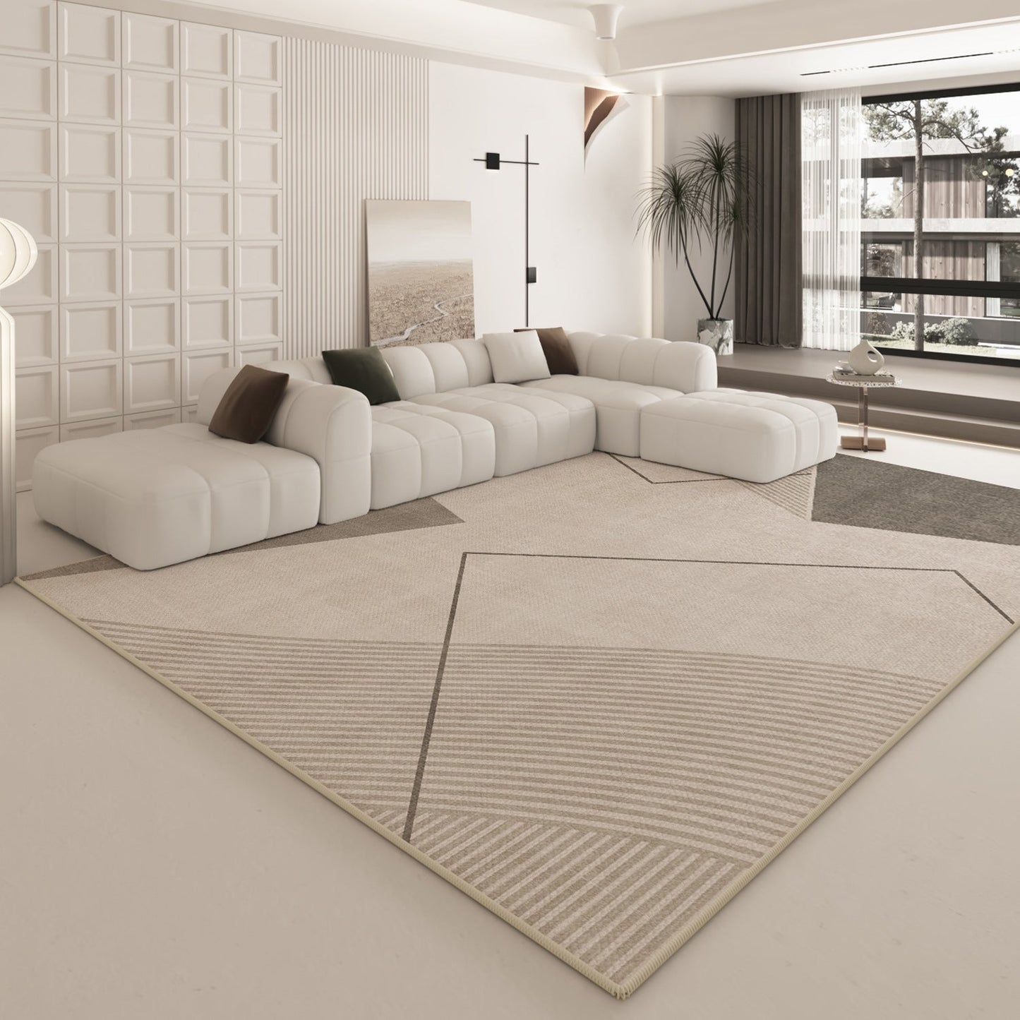 Cream Luxury Rug – Non-Slip Modern Minimalist Living Room Carpet