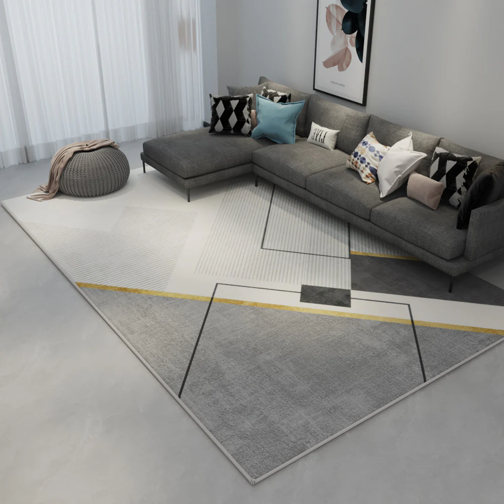 Nordic Luxury Gray Rug – Anti-Slip & Customizable Carpet