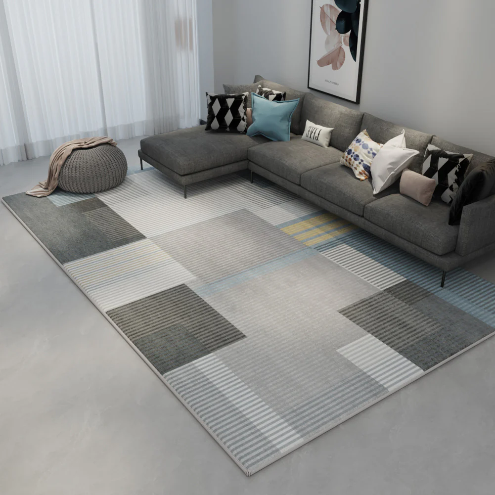 Nordic Luxury Gray Rug – Anti-Slip & Customizable Carpet