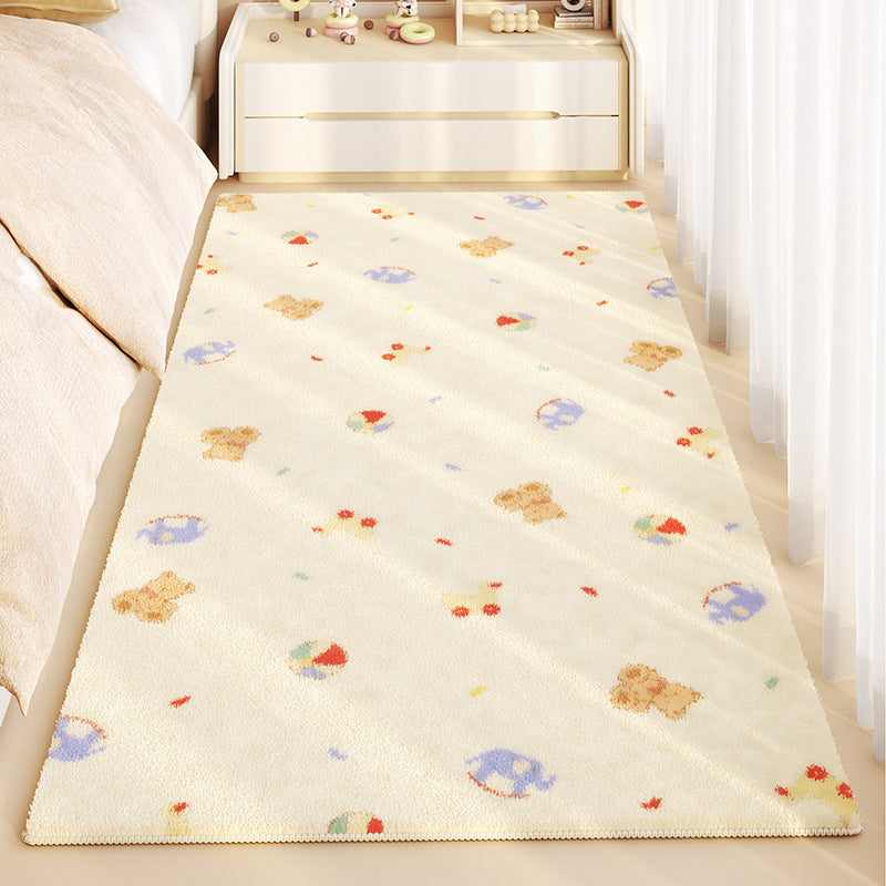 Cartoon Plush Bedside Rug – Soft & Non-Slip Kids’ Room Carpet
