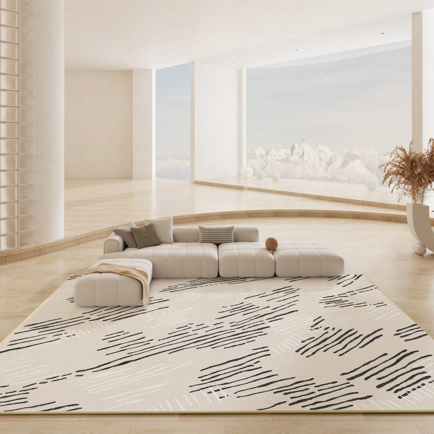 Wabi-Sabi Style Loop-Pile Rug – Non-Slip Full-Room Carpet