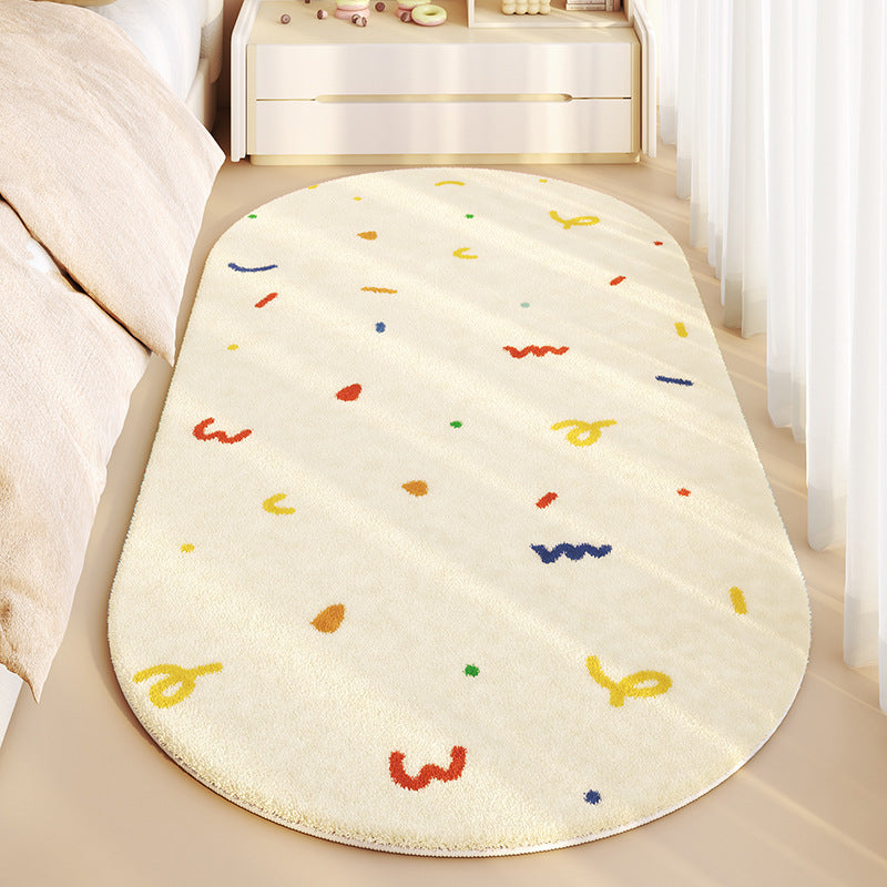 Cartoon Plush Bedside Rug – Soft & Non-Slip Kids’ Room Carpet