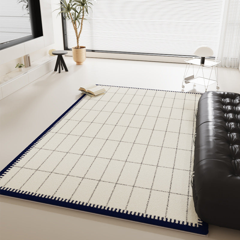 French-Style Luxury Black & White Rug – Elegant Living Room Carpet