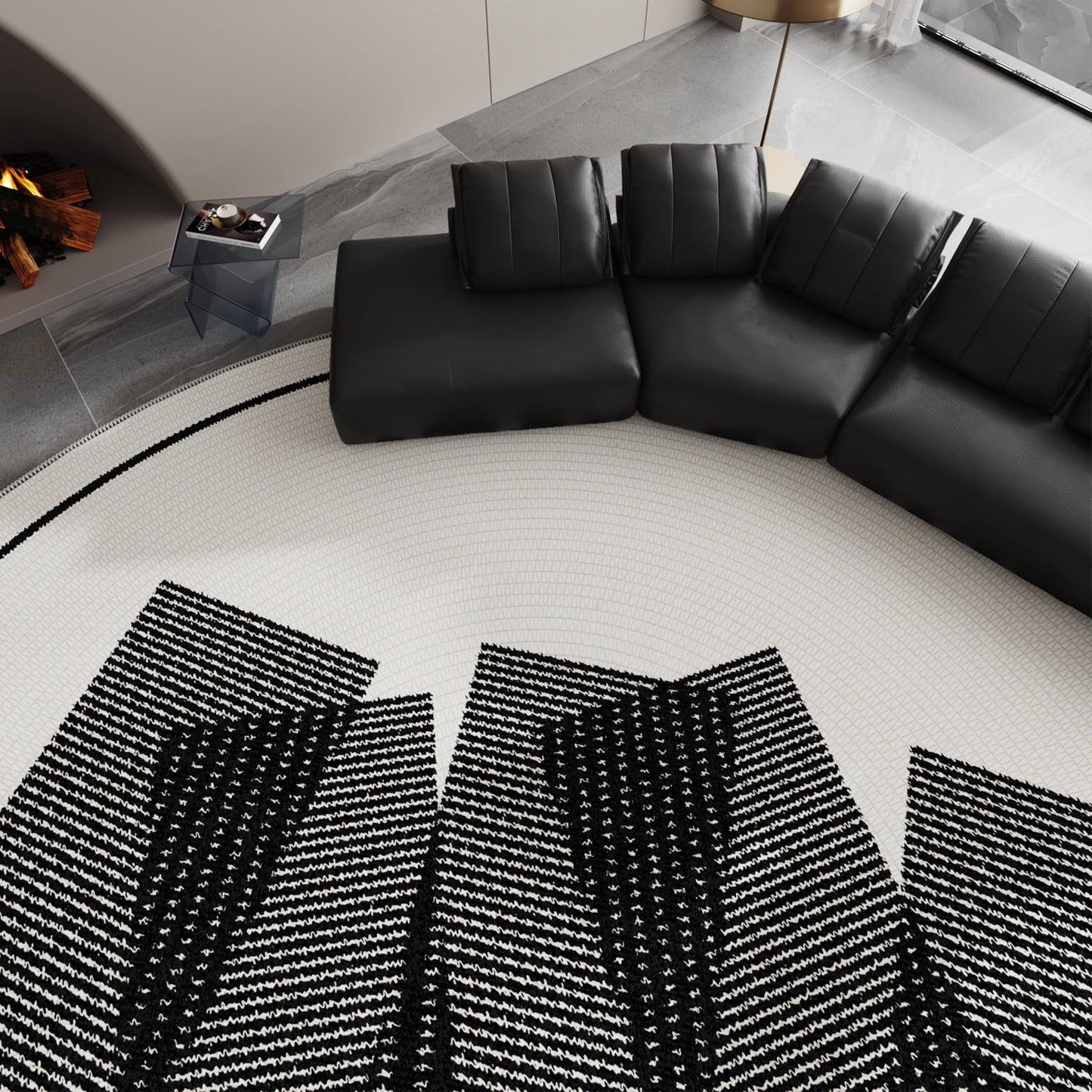 Round Cream Loop-Pile Rug – Modern Non-Slip Carpet