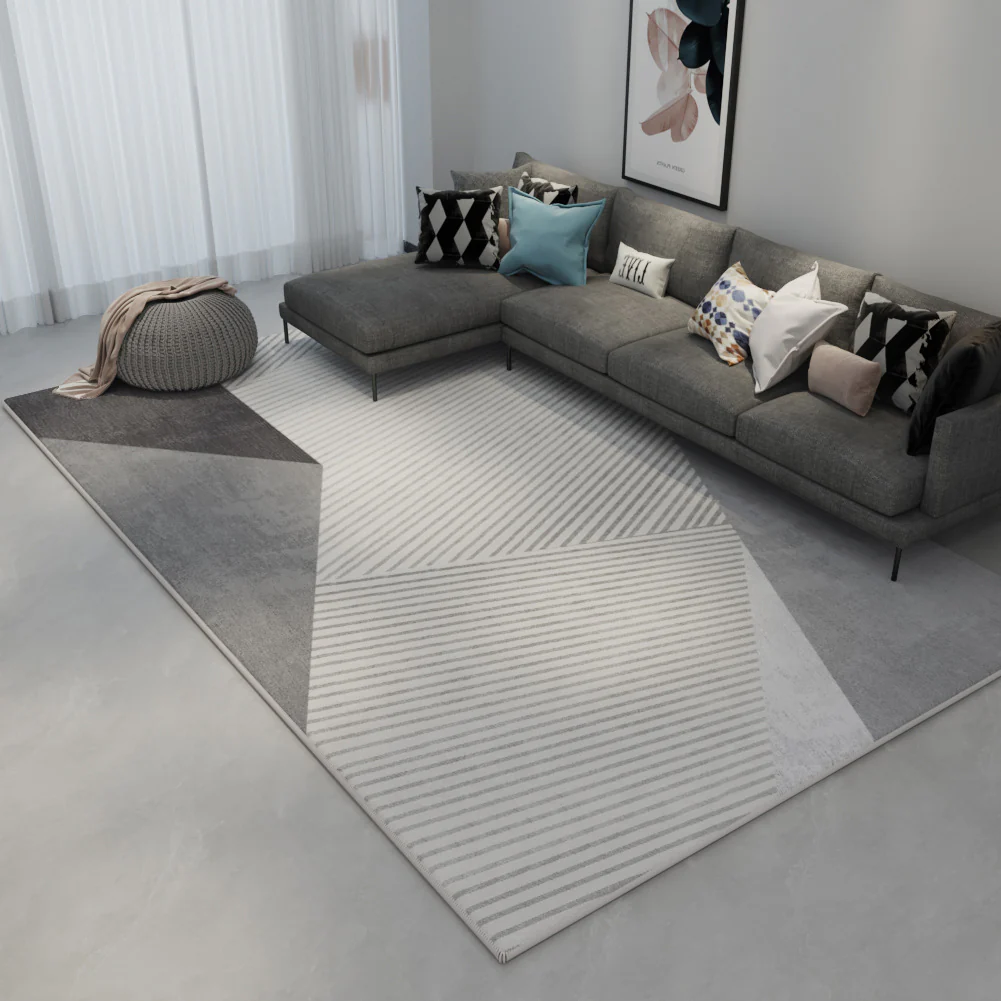 Nordic Luxury Gray Rug – Anti-Slip & Customizable Carpet