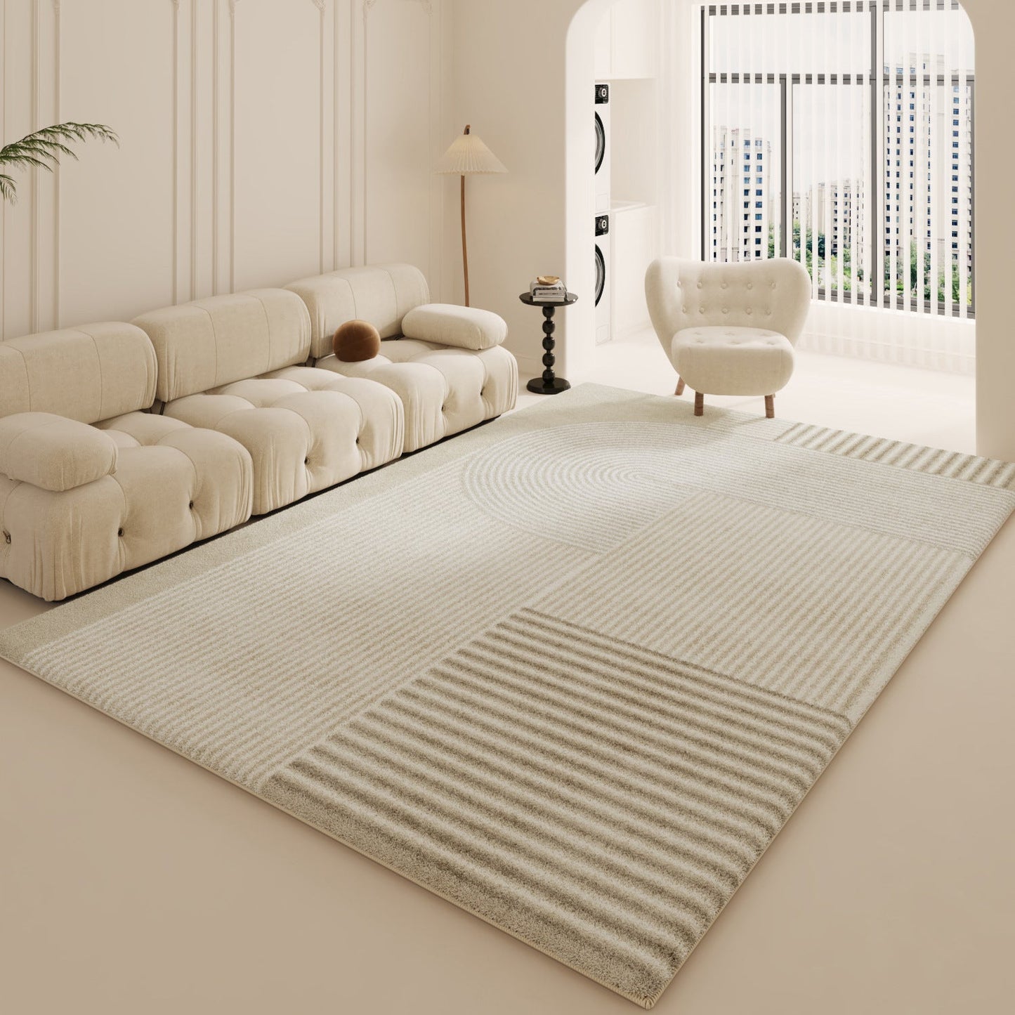 2025 Cream Shag Rug – Modern, Plush, Full Coverage