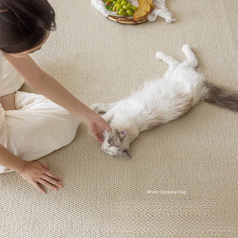 Cream-Colored Woven Bedroom Rug – Scratch-Resistant & Soundproof Carpet