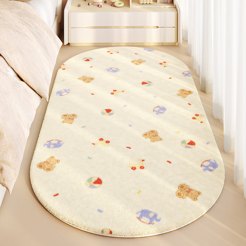 Cartoon Plush Bedside Rug – Soft & Non-Slip Kids’ Room Carpet