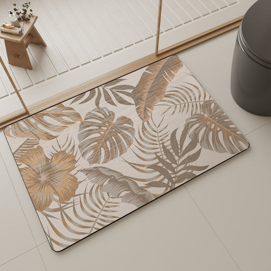 Absorbent Bathroom Mat - Fast-Drying Non-Slip Small Flower Design