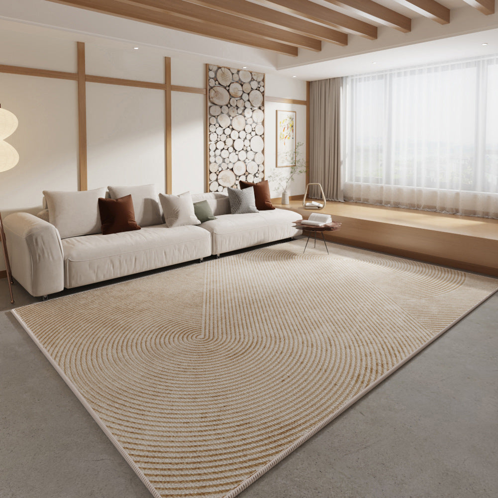 Full Coverage Cream-Colored Living Room Carpet – Silicone Non-Slip Bedroom Bedside Mat