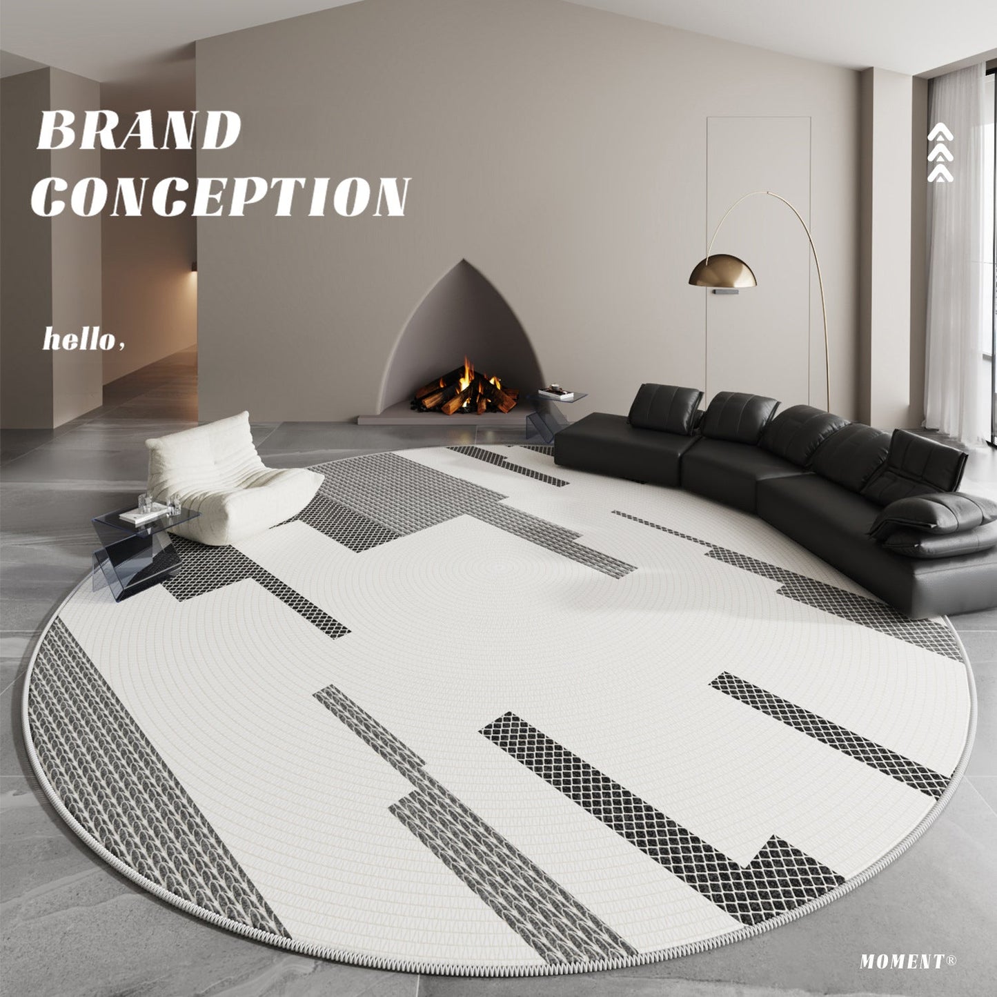 Round Cream Loop-Pile Rug – Modern Non-Slip Carpet