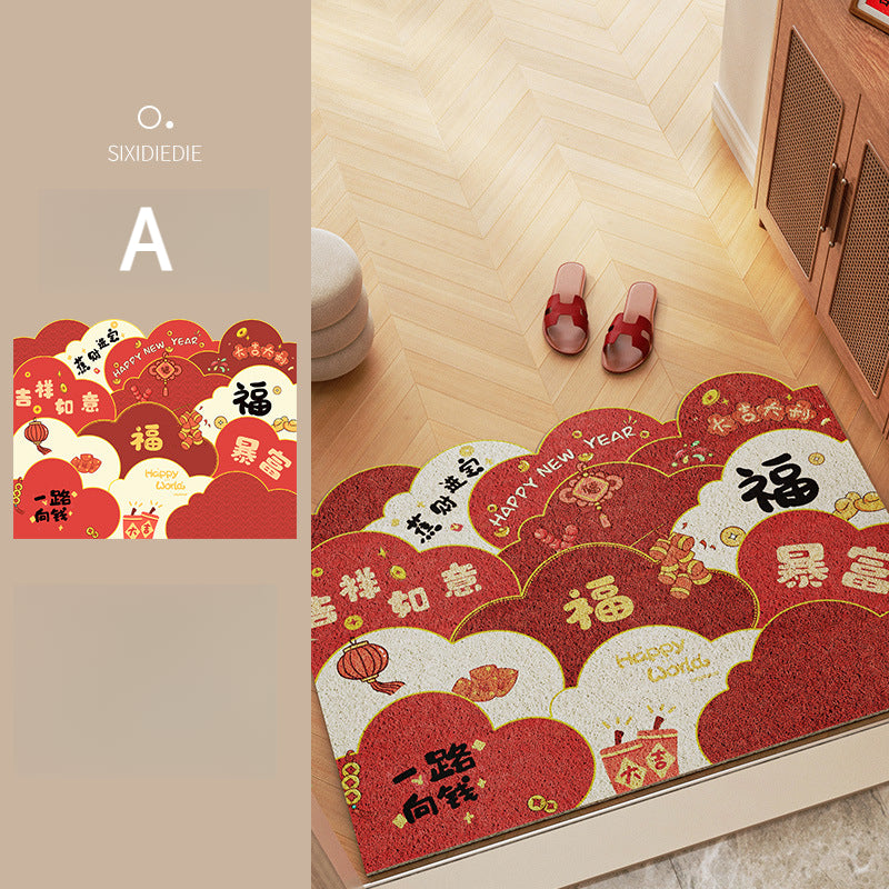Red Festive Entryway Mat – Durable, Anti-Slip, Easy-Care