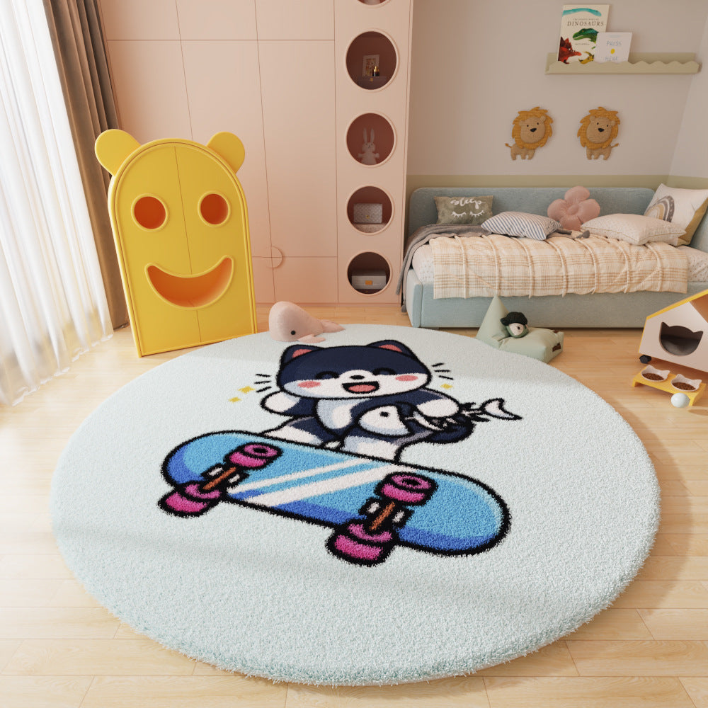 Cartoon Round Area Rug – Living Room, Study, Kids, Nordic Minimalist, Bedside Carpet