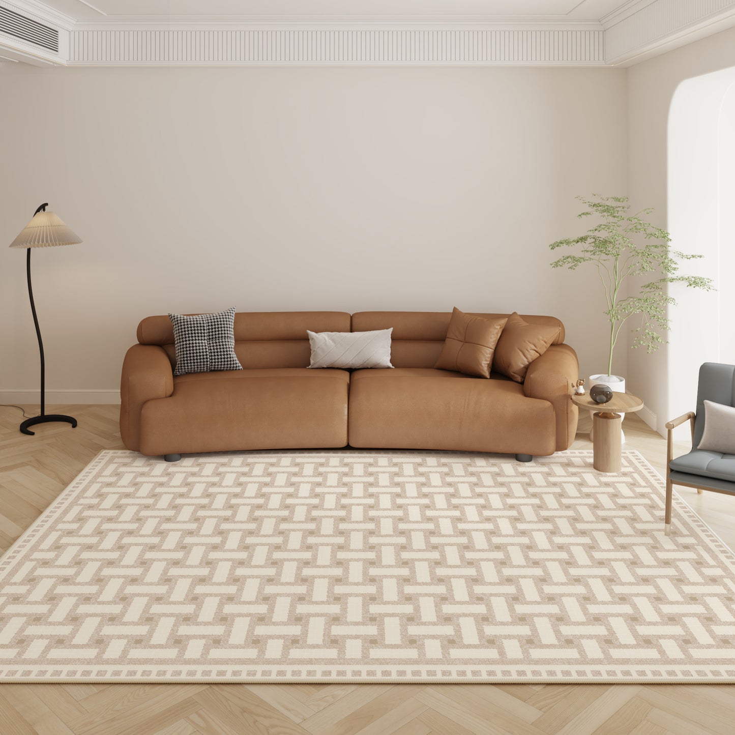 French Cream Rug – Black, Modern Minimalist Rug
