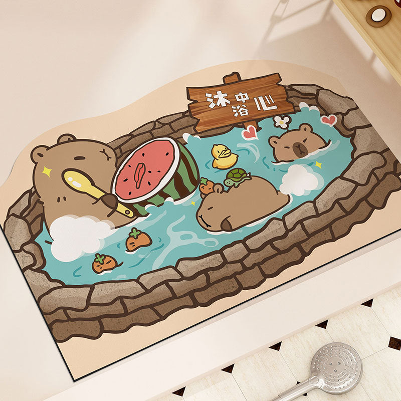 Cute Cartoon Bath Mat – Absorbent & Non-Slip Silica Rug