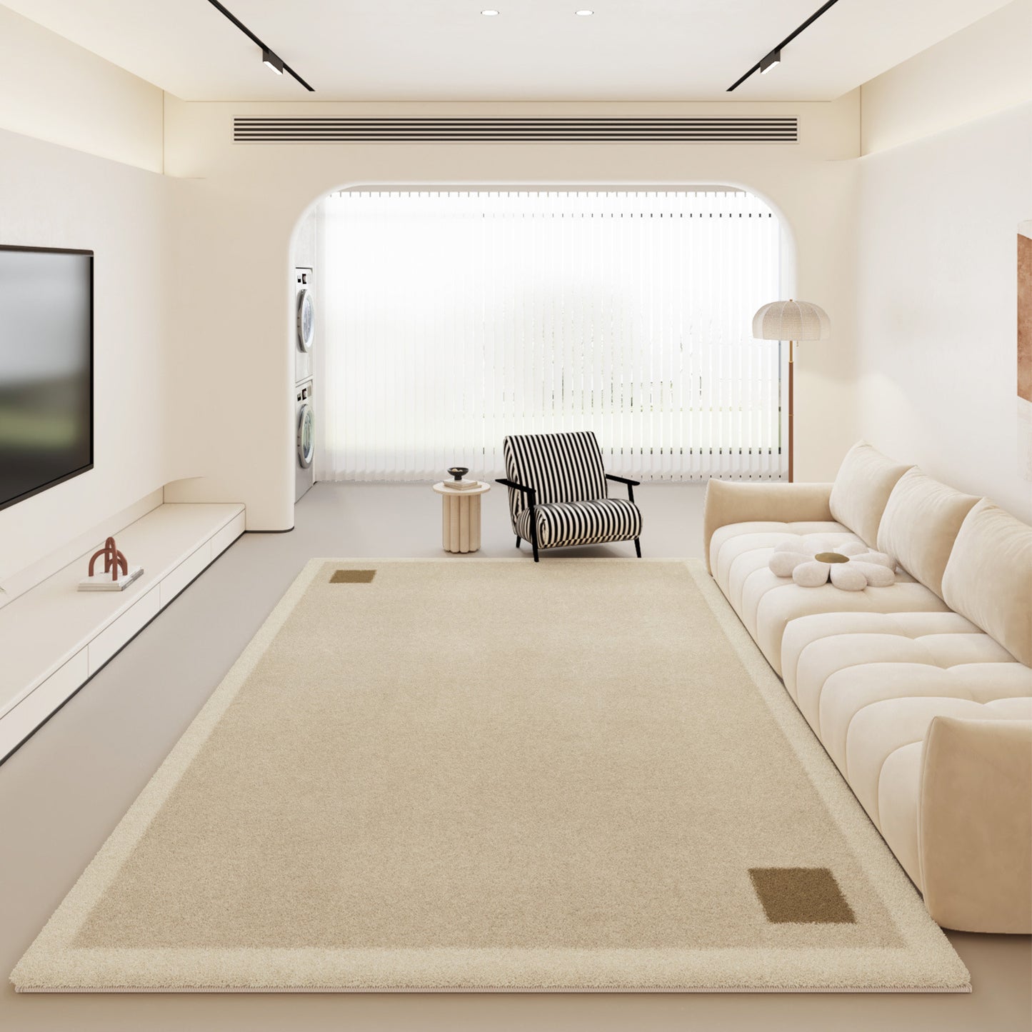 Modern Minimalist Long-Pile Rug – Soft Cream-Style Carpet
