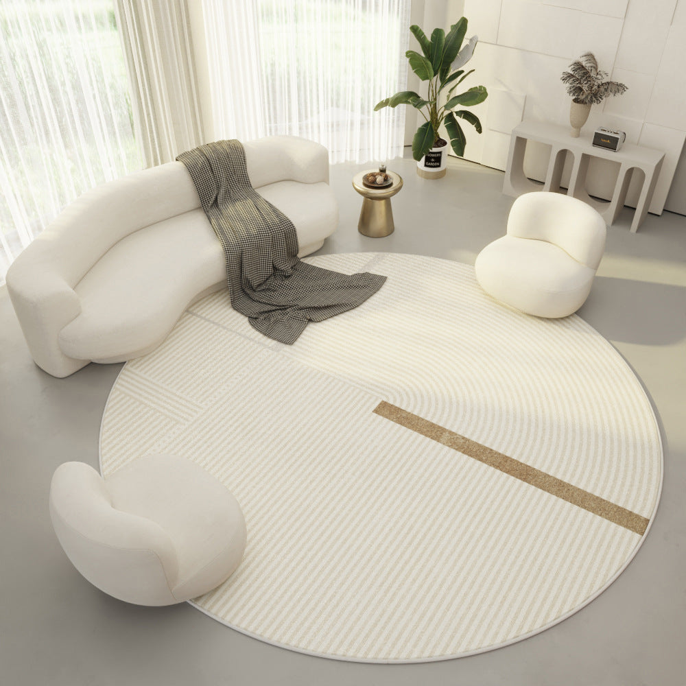 Round Living Room Rug – Modern Minimalist Cream Non-Slip Carpet