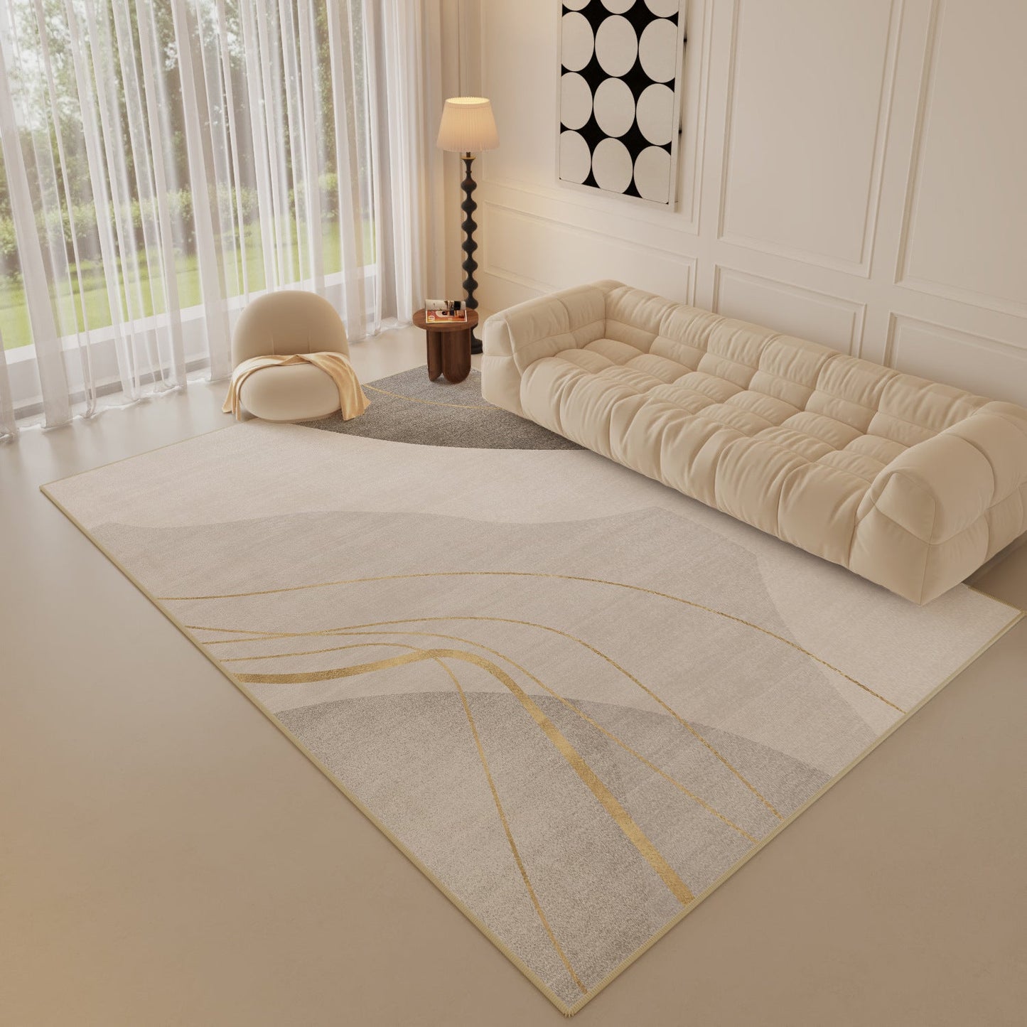 Minimalist Cream Plush Carpet – Waterproof & Anti-Stain