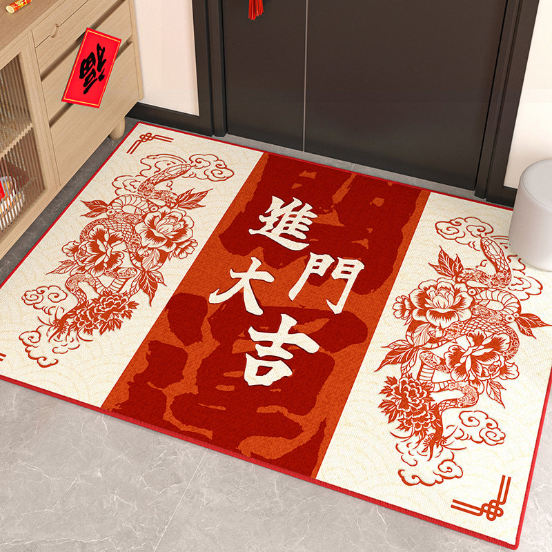 Chinese New Year Red Door Mat – Festive Snake Year Entryway Rug