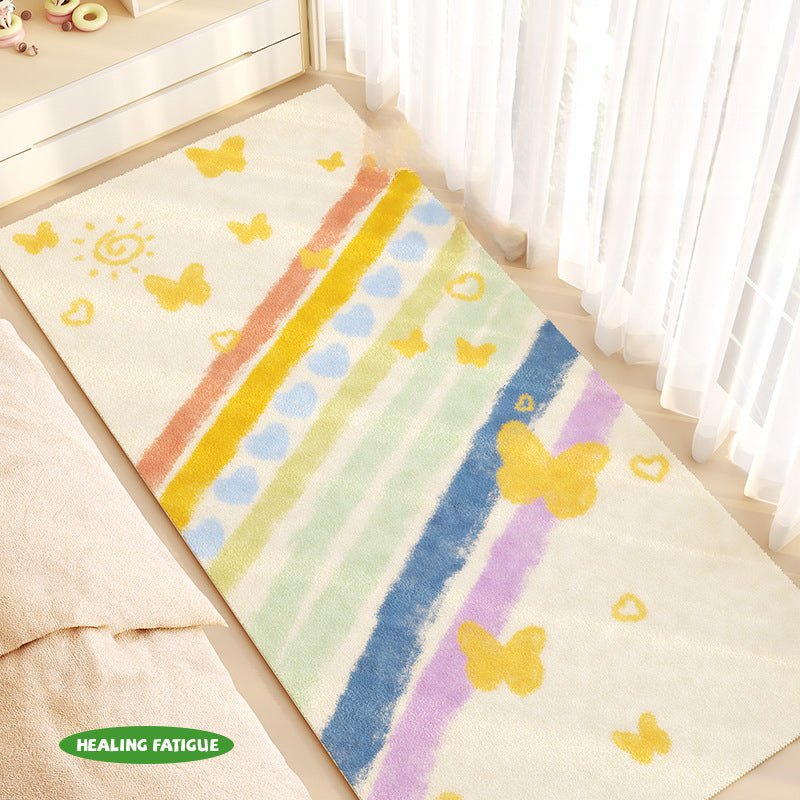 Cartoon Plush Bedside Rug – Soft & Non-Slip Kids’ Room Carpet