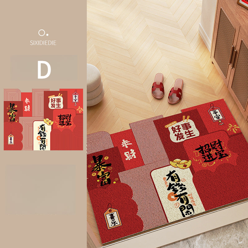 Red Festive Entryway Mat – Durable, Anti-Slip, Easy-Care