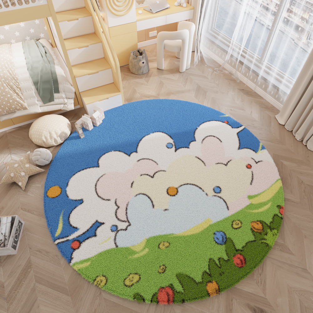 Cartoon Round Area Rug – Living Room, Study, Kids, Nordic Minimalist, Bedside Carpet
