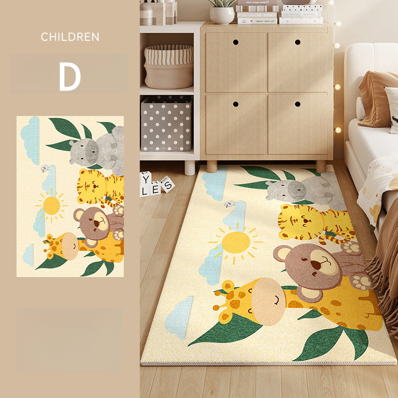 Cute Cartoon Plush Rug – Soft, Stain-Resistant, Non-Slip Bedside Carpet