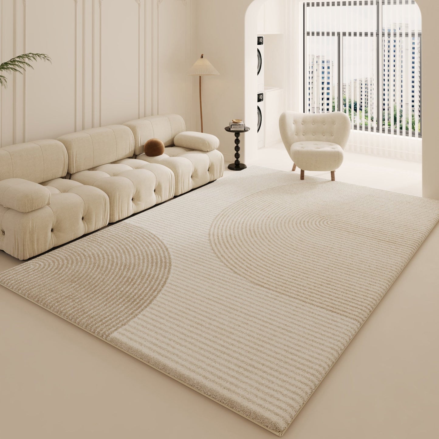 2025 Cream Shag Rug – Modern, Plush, Full Coverage