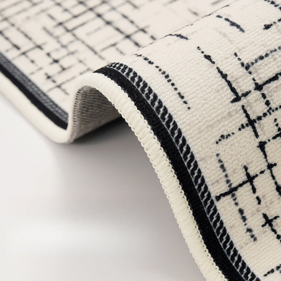 2025 Chanel-Style Rug – Waterproof, Plush, Black & White
