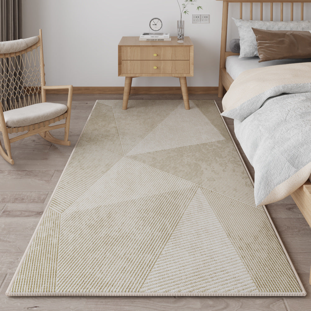 Wooden Style Bedroom Bedside Rug – Full Coverage Rectangular Floor Mat for Tatami Rooms