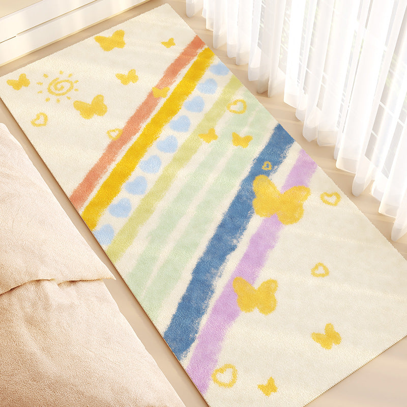 Cartoon Plush Bedside Rug – Soft & Non-Slip Kids’ Room Carpet