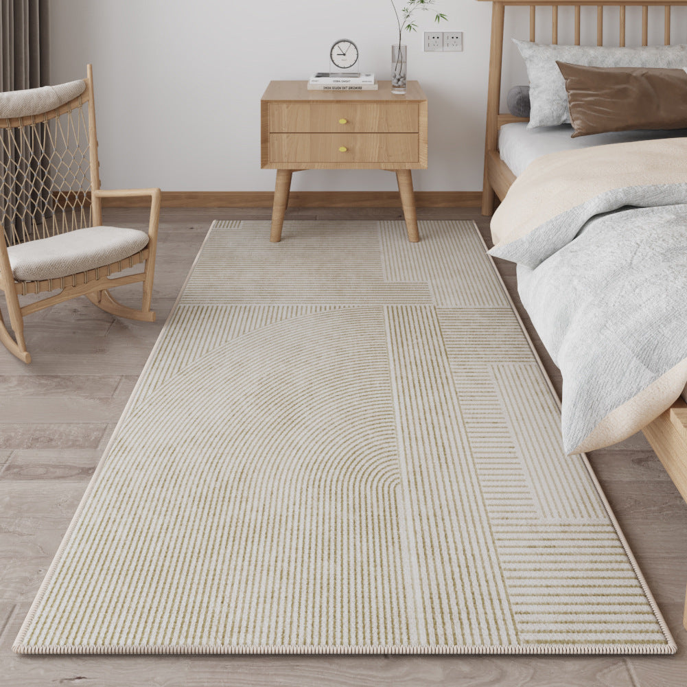 Wooden Style Bedroom Bedside Rug – Full Coverage Rectangular Floor Mat for Tatami Rooms