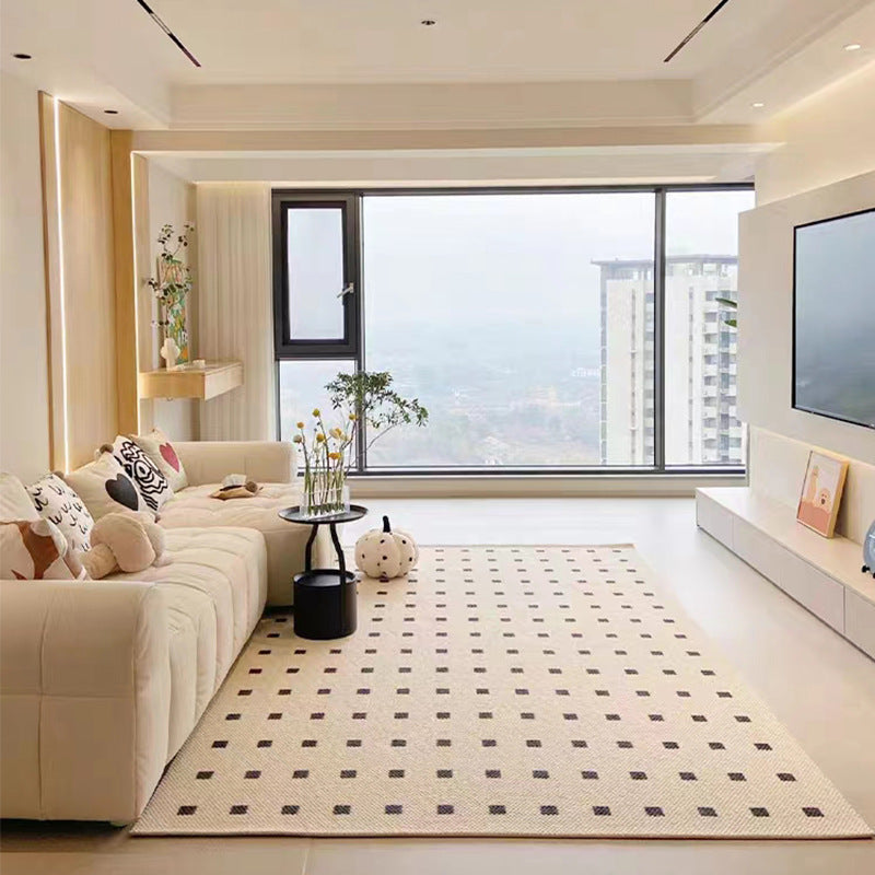 New Zealand Wool Carpet – Pure Color Luxury Minimalist Cream White Bedroom Rug