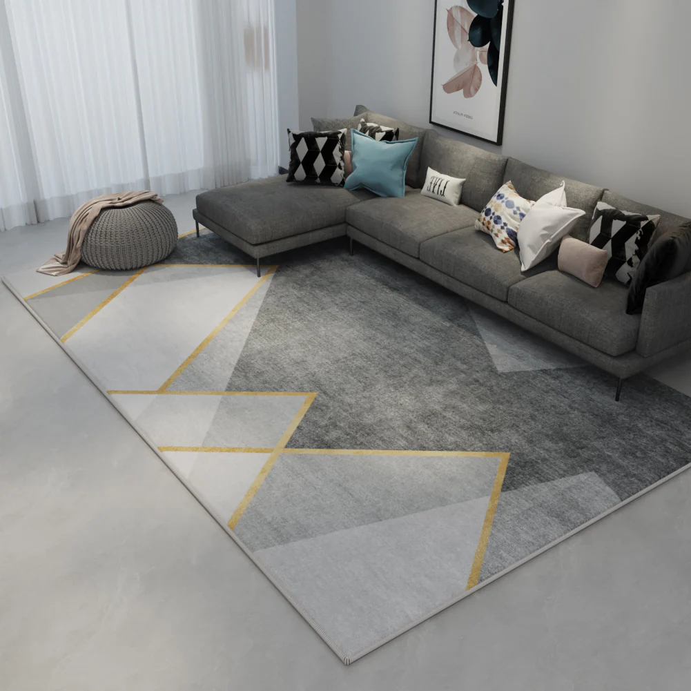Nordic Luxury Gray Rug – Anti-Slip & Customizable Carpet
