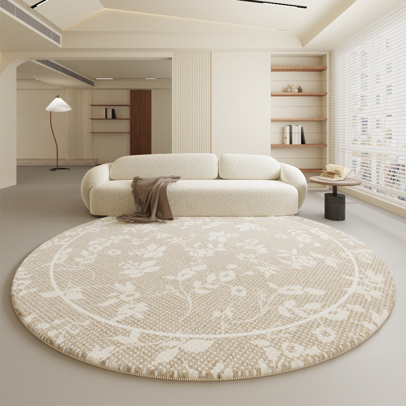 Round Lambswool Rug – Minimalist Carpet for Living Room, Study & Bedroom