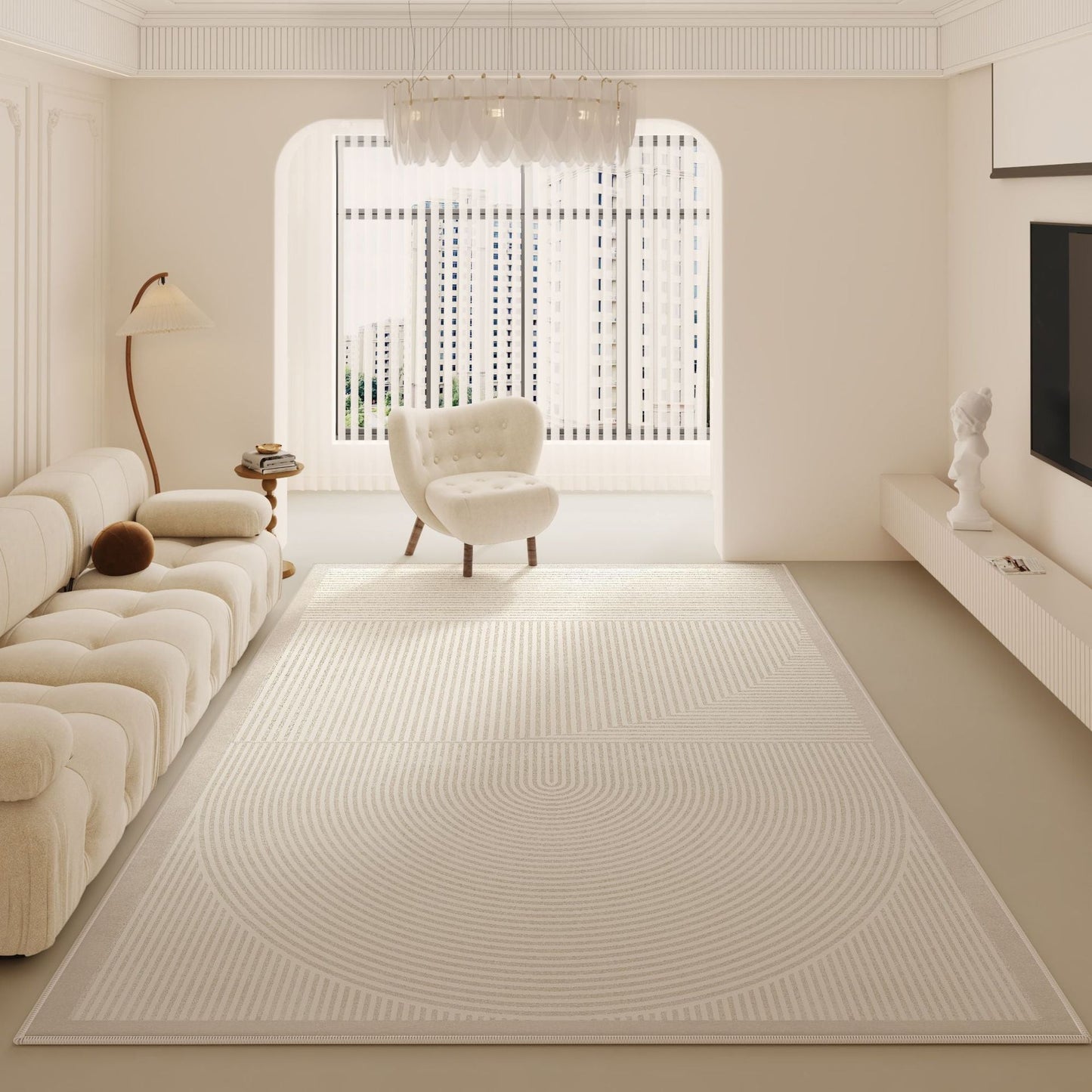 Cream Luxury Rug – Non-Slip Modern Minimalist Living Room Carpet