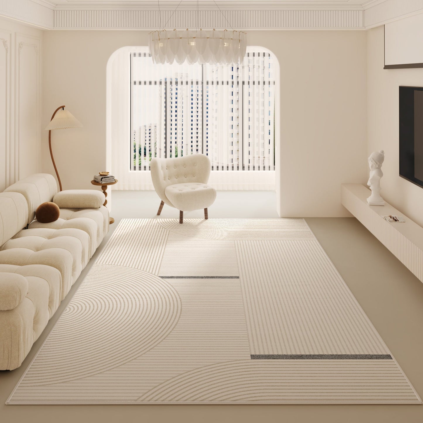 Cream Luxury Rug – Non-Slip Modern Minimalist Living Room Carpet