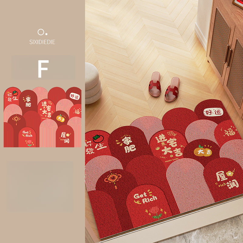 Red Festive Entryway Mat – Durable, Anti-Slip, Easy-Care