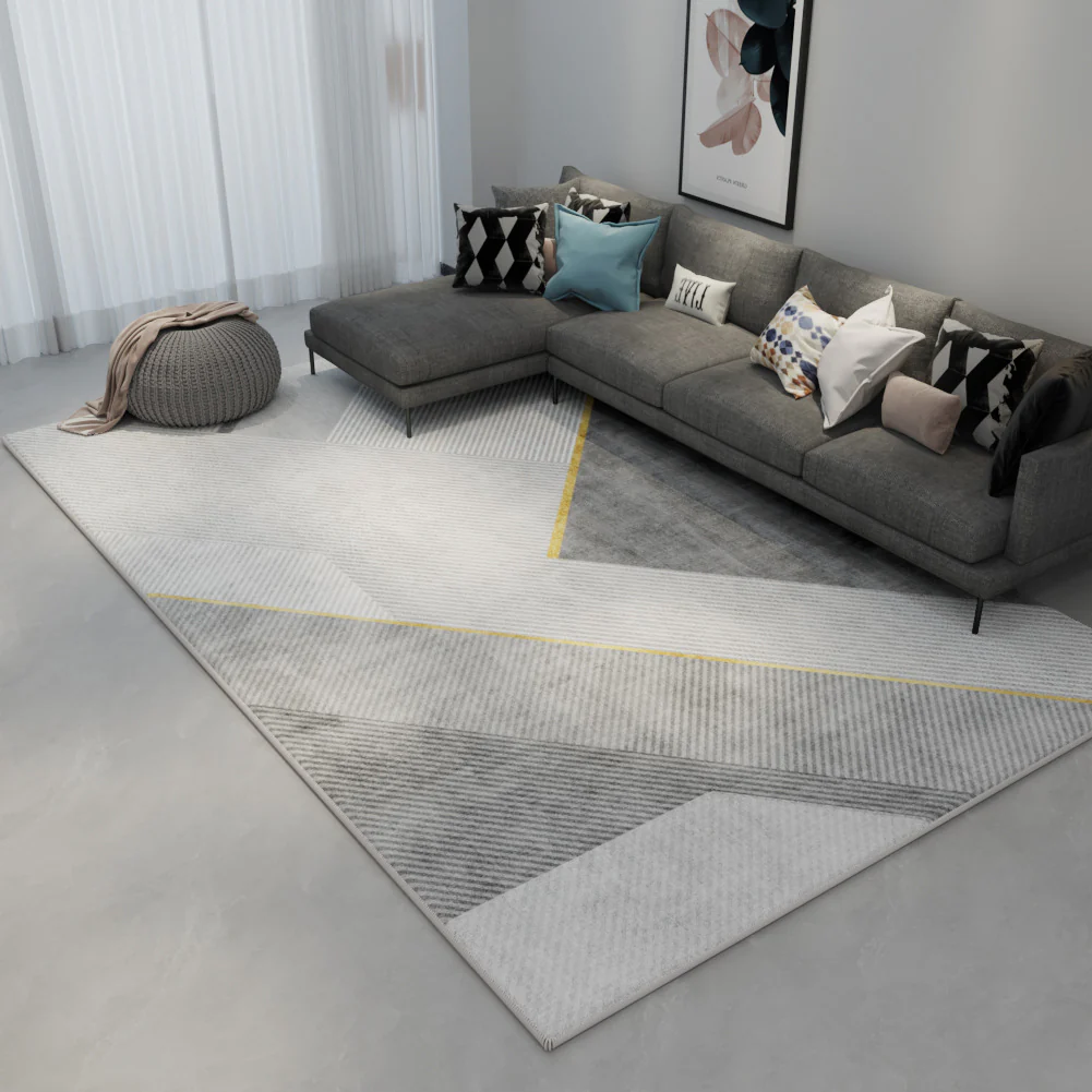 Nordic Luxury Gray Rug – Anti-Slip & Customizable Carpet