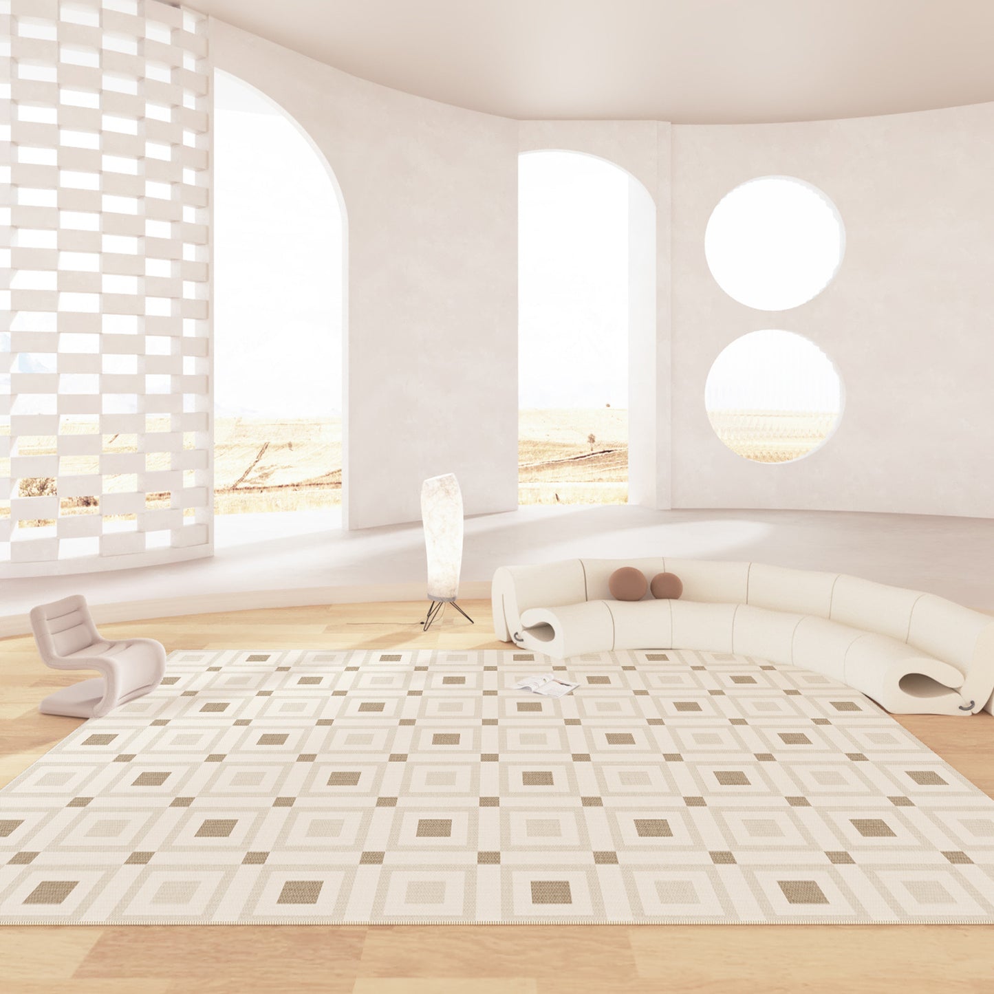 Wabi-Sabi Style Loop-Pile Rug – Non-Slip Full-Room Carpet