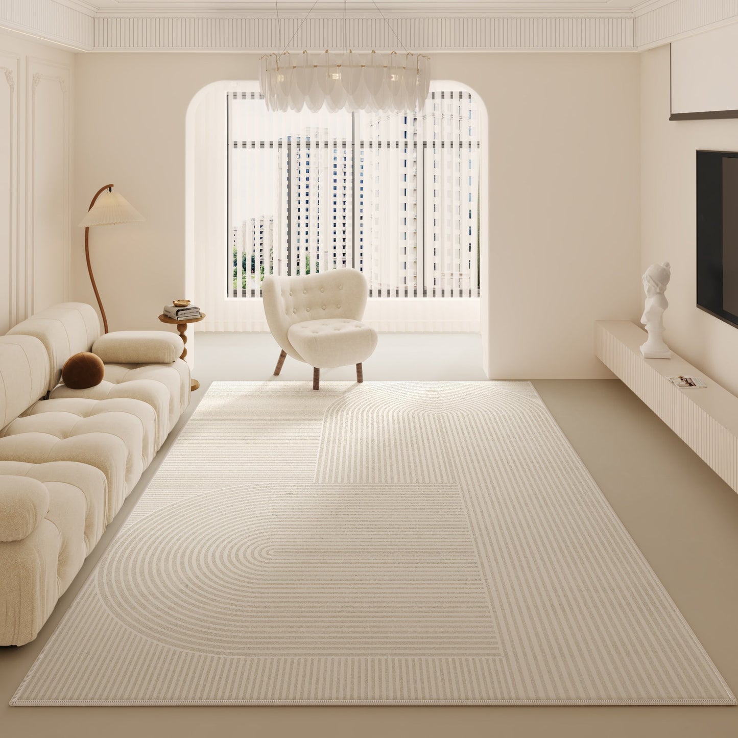 Cream Luxury Rug – Non-Slip Modern Minimalist Living Room Carpet