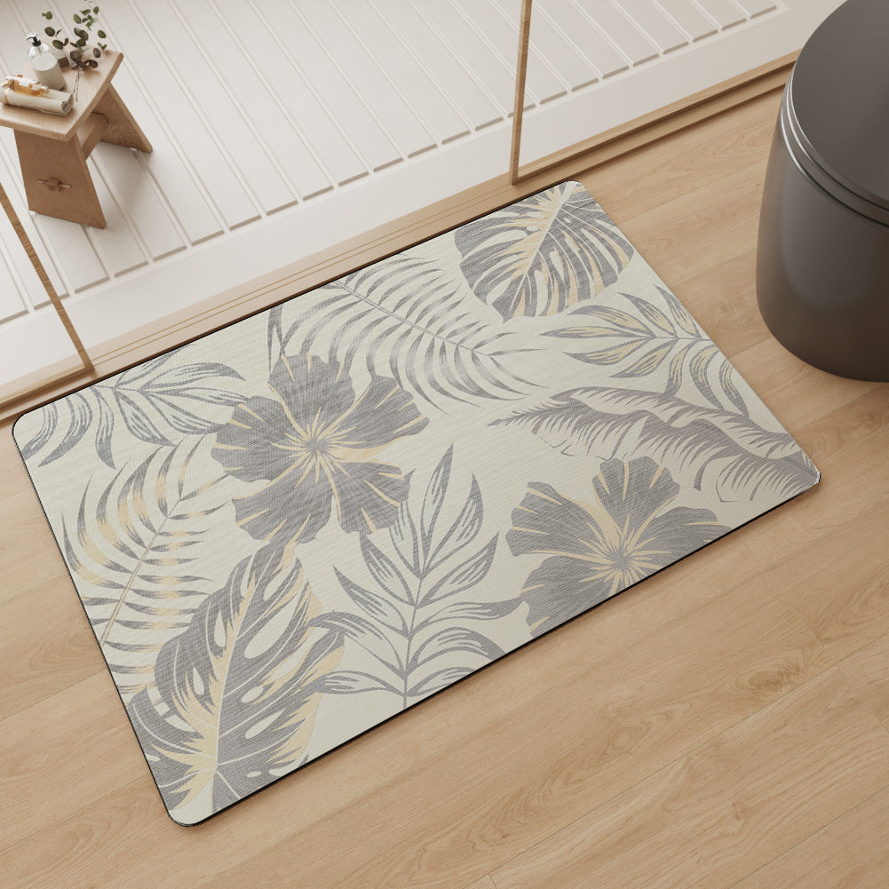 Absorbent Bathroom Mat - Fast-Drying Non-Slip Small Flower Design