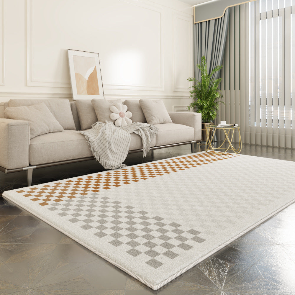 Checkerboard Lambswool Rug – Soft & Non-Slip Living Room Carpet