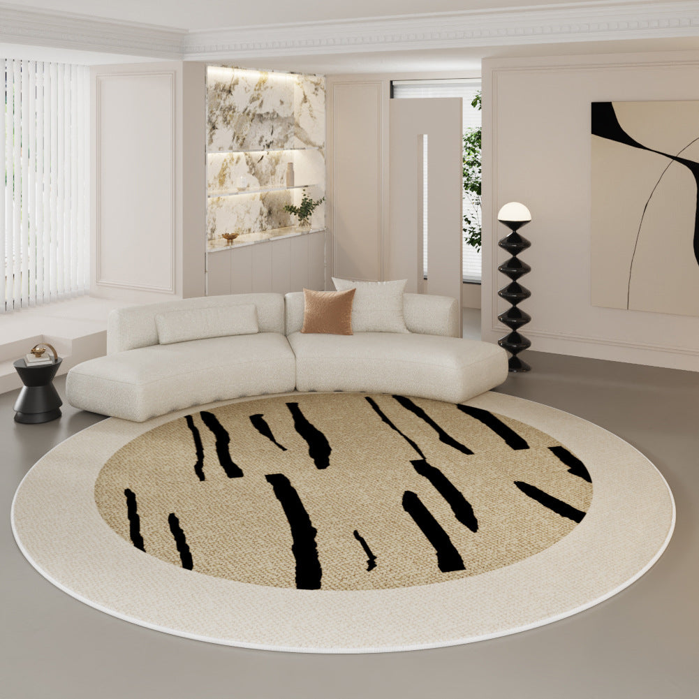 French Light Luxury Round Carpet – Plush Cream TPR Non-Slip Rug