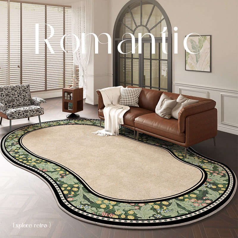 2025 Vintage French Rug – Irregular Shape, Easy-Care Rug