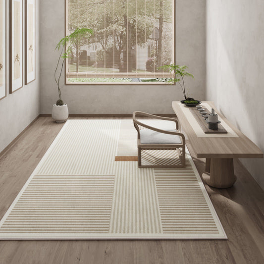 Modern Cream Loop-Pile Carpet – Full-Coverage Non-Slip Rug