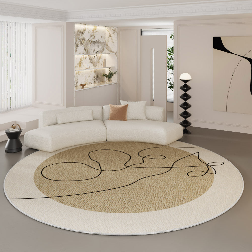 French Light Luxury Round Carpet – Plush Cream TPR Non-Slip Rug